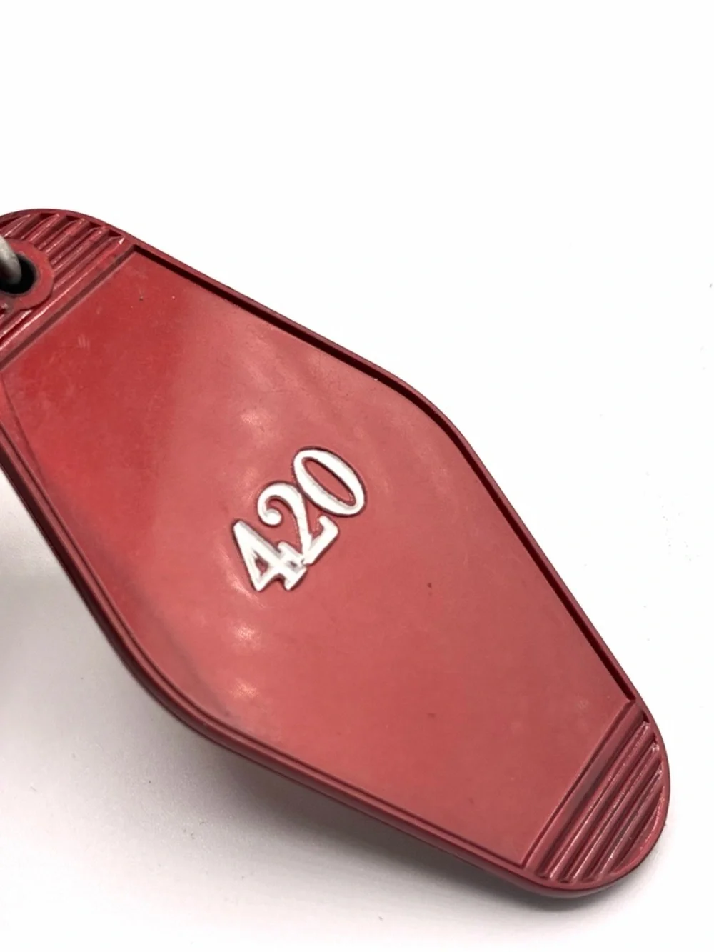 Vintage Motel Key Tag 420 Red Keychain Curtis WR-4 USA Rare Number Retro Fob